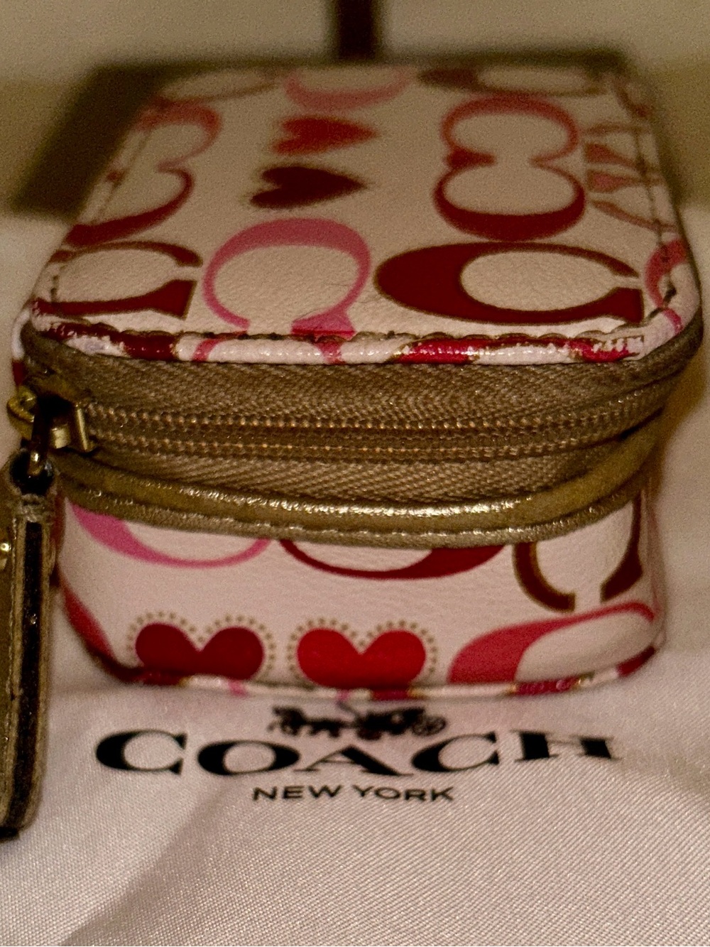 COACH Triple Pill Case Pink Red White with Gold Trim VERY RARE! - Picture 5 of 8